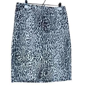 Talbots Animal Print Pencil Skirt Size12 Black & White Zebra Pattern Knee Length